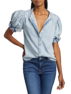 Frame Denim Puff-Sleeve Top -Frame Sales Store unnamed file 613