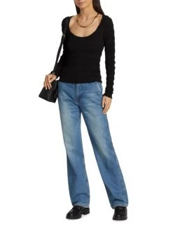 Frame Smocked Knit Long-Sleeve Top -Frame Sales Store unnamed file 633