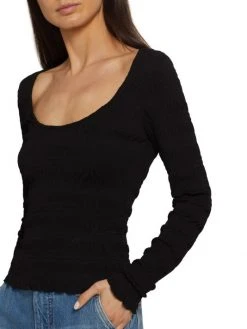 Frame Smocked Knit Long-Sleeve Top -Frame Sales Store unnamed file 637