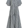 Frame Striped Puff-Sleeve Midi-Dress -Frame Sales Store unnamed file 639