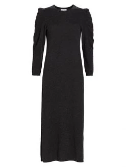 Frame Cashmere Shirred-Sleeve Sweaterdress