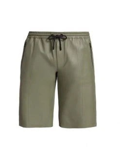 Frame Drawstring Leather Shorts For Men