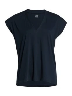 Frame Le Mid Rise V-Neck Tee Noir -Frame Sales Store unnamed file 733
