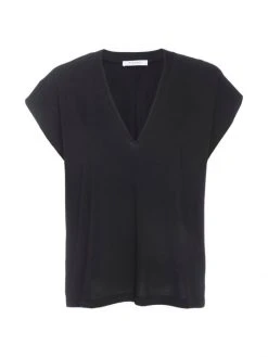 Frame Le Mid Rise V-Neck Tee Noir -Frame Sales Store unnamed file 736