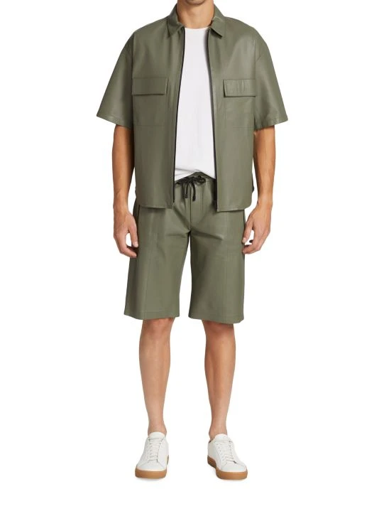 Frame Zip-Up Leather Shirt For Men Brick 4 Frame Zip-Up Leather Shirt For Men Brick - Image 2