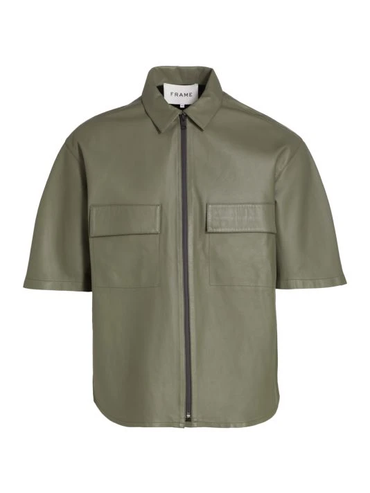 Frame Zip-Up Leather Shirt For Men Brick 6 Frame Zip-Up Leather Shirt For Men Brick - Image 4