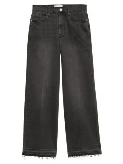 Frame Ali Mid-Rise Cropped Wide-Leg Released Hem Jeans