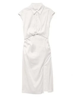 Frame Sleeveless Twist-Front Midi Dress Off White