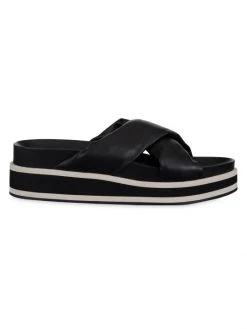Frame Le Playa Leather Platform Slides Tobacco Multi